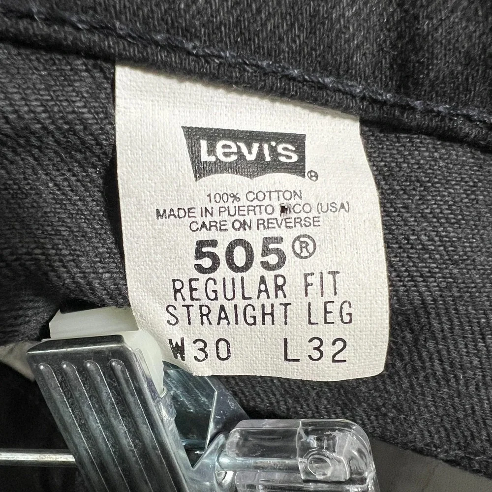 Vintage Levis 505 Jeans Mens 30x32 New Made In USA 90s Orange Tab Black Straight